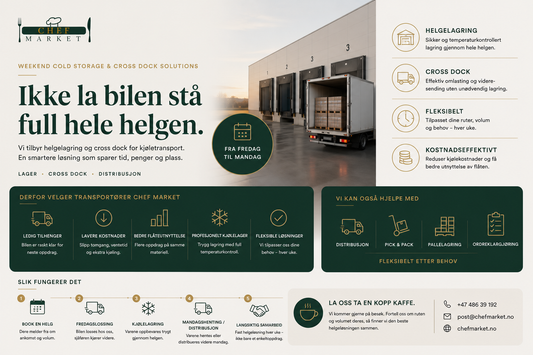 Helgelagring og Cross Dock for kjøletransport