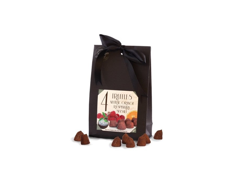 235,00
NOK
Sjokotrøfler 4x100g Nat/Havs/Brbær/App (Sort gvpk)