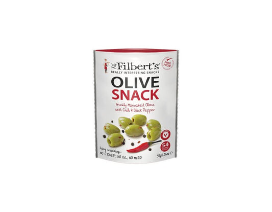 35,00
NOK
Mr Filbert’s Green Olive Snack w Chilli & Blck Ppr