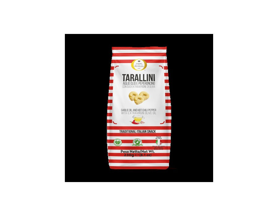 59,00
NOK
Tarallini Garlic, OliveOil & ChiliPepper flav 230g