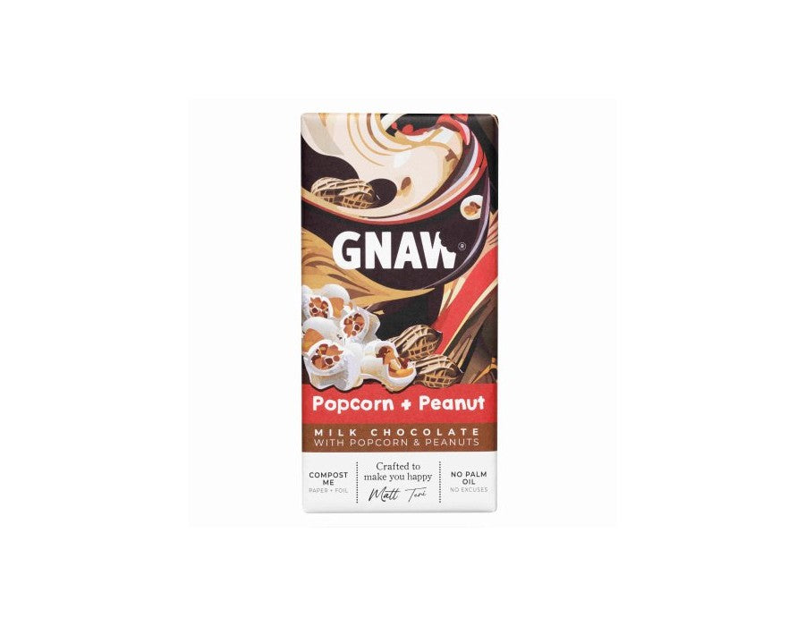 79,00
NOK
GNAW Popcorn & Peanut Milk Chocolate Bar 80g